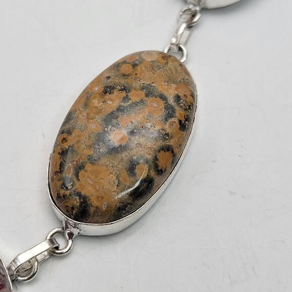Leopard Skin Jasper Sterling Silver Necklace - Unique 22-Inch Earth Tone - Picture 4 of 8